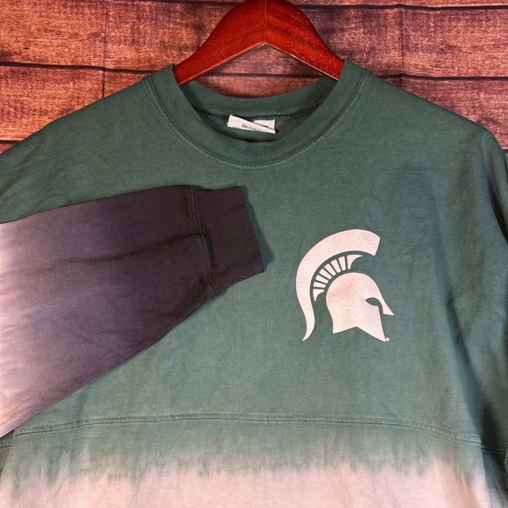 Spirit Jersey Michigan State Spartans Ombre Long Sleeve Shirt Green Black Mens M